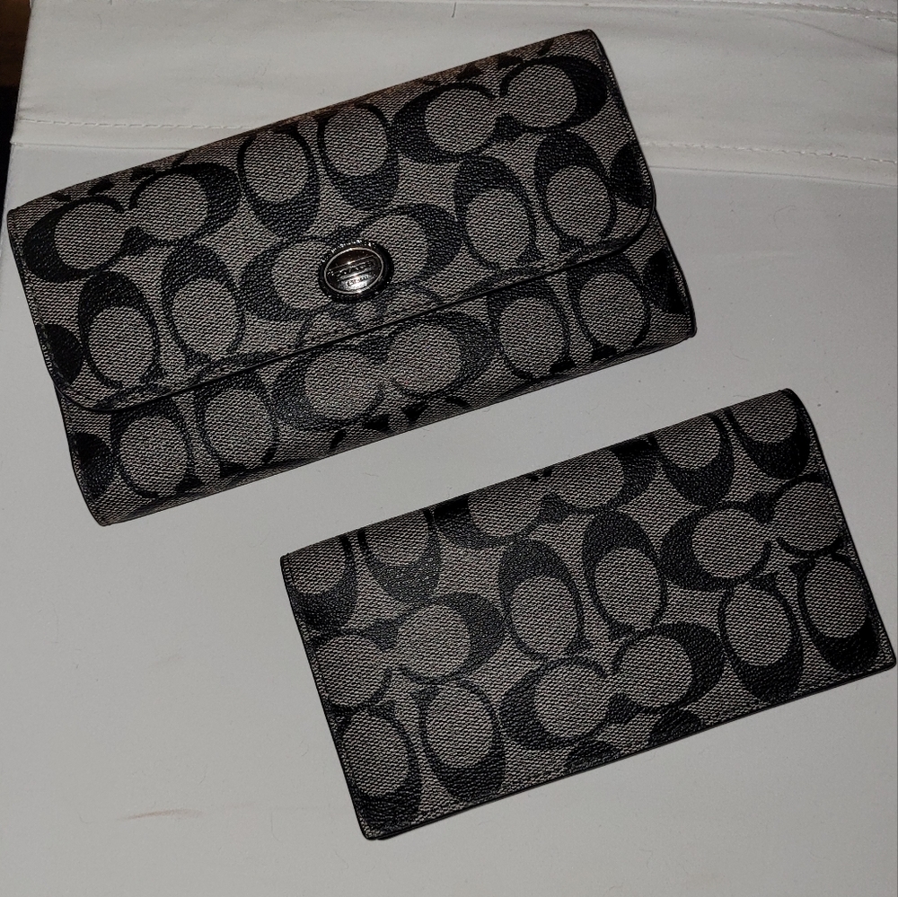 Coach leather wallet and checkbook sleeve